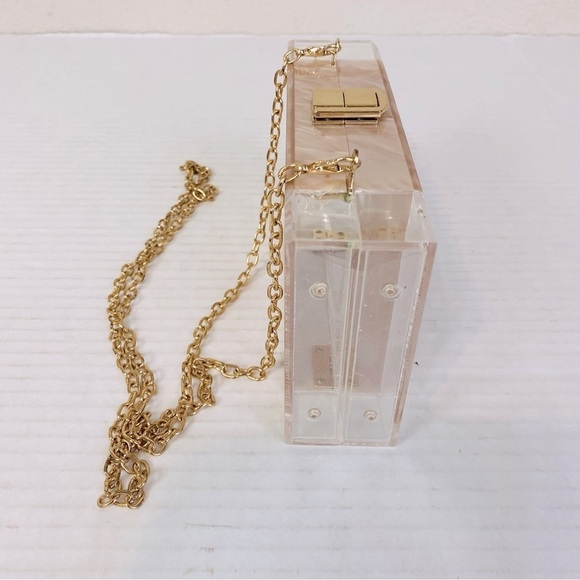 Acrylic Crossbody Clutch Box Handbag W/Marbling Detail 7” x 4” x 2” - Picture 4 of 6